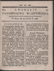 Lwowskie Tygodniowe Wiadomości. R. 1787 Nr 95