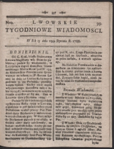 Lwowskie Tygodniowe Wiadomości. R. 1787 Nr 99