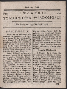 Lwowskie Tygodniowe Wiadomości. R. 1787 Nr 100