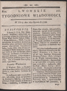 Lwowskie Tygodniowe Wiadomości. R. 1787 Nr 101