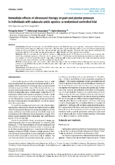 Immediate effects of ultrasound therapy on pain and plantar pressurein individuals with subacute ankle sprains: a randomized controlled trial