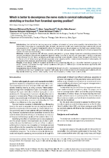 Which is better to decompress the nerve roots in cervical radiculopathy:stretching or traction from foraminal opening position?