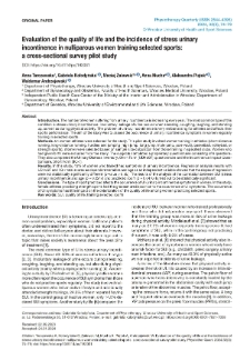 Evaluation of the quality of life and the incidence of stress urinaryincontinence in nulliparous women training selected sports:a cross-sectional survey pilot study