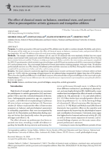 The effect of classical music on balance, emotional state, and perceivedeffort in precompetitive artistic gymnasts and trampoline athletes