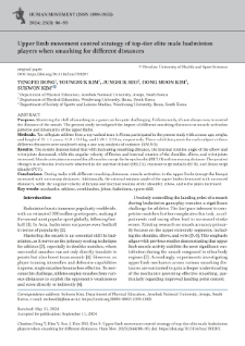 Upper limb movement control strategy of top-tier elite male badmintonplayers when smashing for different distances