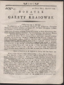 Gazeta Kraiowa. R. 1794 Nr 27 (dodatek)