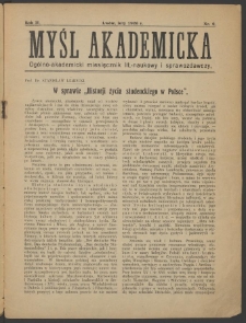 Myśl akademicka : ogólno-akademicki miesięcznik literacko-naukowy i sprawozdawczy. Nr 2