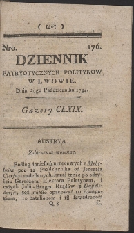 Dziennik Patryotycznych Politykow w Lwowie. R. 1794 Nr 176