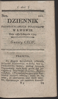 Dziennik Patryotycznych Politykow w Lwowie. R. 1794 Nr 201