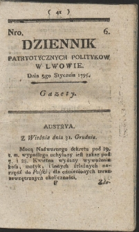 Dziennik Patryotycznych Politykow w Lwowie. R. 1795 Nr 6