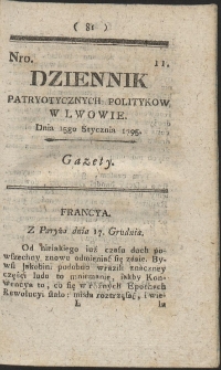 Dziennik Patryotycznych Politykow w Lwowie. R. 1795 Nr 11