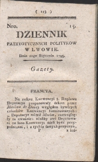 Dziennik Patryotycznych Politykow w Lwowie. R. 1795 Nr 15