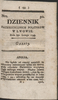 Dziennik Patryotycznych Politykow w Lwowie. R. 1795 Nr 30