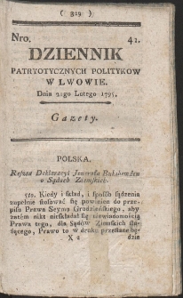 Dziennik Patryotycznych Politykow w Lwowie. R. 1795 Nr 42