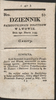 Dziennik Patryotycznych Politykow w Lwowie. R. 1795 Nr 53