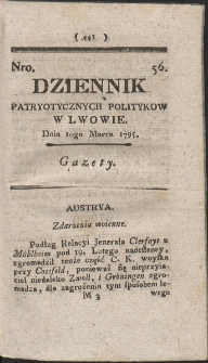 Dziennik Patryotycznych Politykow w Lwowie. R. 1795 Nr 56