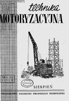 Technika Motoryzacyjna : miesięcznik naukowo-techniczny, Rok III, sierpień 1953, nr 8 (18)