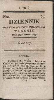 Dziennik Patryotycznych Politykow w Lwowie. R. 1795 Nr 69