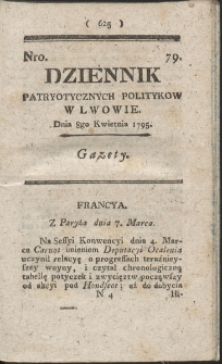 Dziennik Patryotycznych Politykow w Lwowie. R. 1795 Nr 79