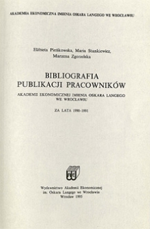 Bibliografia publikacji pracowników Akademii Ekonomicznej imienia Oskara Langego we Wrocławiu za lata 1992-1994