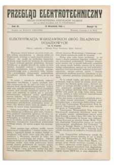 Przegląd Elektrotechniczny. Rok XI, 15 Września 1929, Zeszyt 18