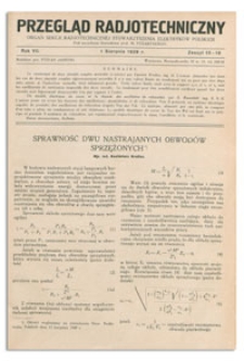 Przegląd Radjotechniczny. Rok VII, 1 Sierpnia 1929, Zeszyt 15-16