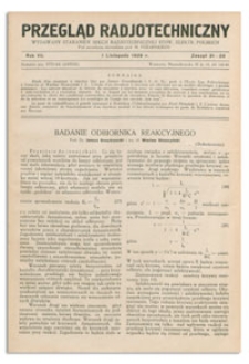 Przegląd Radjotechniczny. Rok VII, 1 Listopada 1929, Zeszyt 21-22