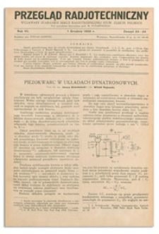 Przegląd Radjotechniczny. Rok VII, 1 Grudnia 1929, Zeszyt 23-24