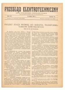 Przegląd Elektrotechniczny. Rok XII, 15 Maja 1930, Zeszyt 10