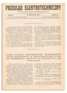 Przegląd Elektrotechniczny. Rok XII, 15 Października 1930, Zeszyt 20