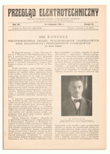 Przegląd Elektrotechniczny. Rok XII, 15 Listopada 1930, Zeszyt 22