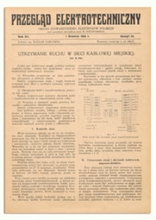 Przegląd Elektrotechniczny. Rok XII, 1 Grudnia 1930, Zeszyt 23