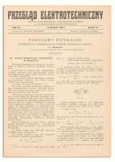 Przegląd Elektrotechniczny. Rok XII, 15 Grudnia 1930, Zeszyt 24