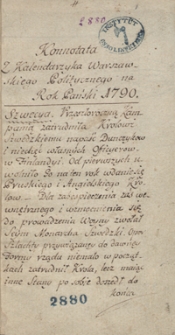 Konnotata z kalendarzyka warszawskiego politycznego na rok pański 1790