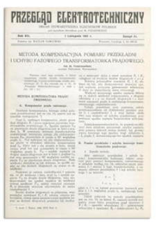 Przegląd Elektrotechniczny. Rok XIII, 1 Listopada 1931, Zeszyt 21