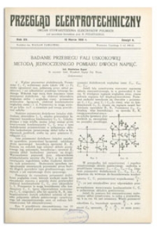 Przegląd Elektrotechniczny. Rok XV, 15 Marca 1933, Zeszyt 6