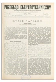 Przegląd Elektrotechniczny. Rok XV, 15 Maja 1933, Zeszyt 10