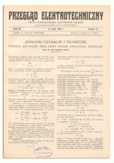 Przegląd Elektrotechniczny. Rok XV, 15 Lipca 1933, Zeszyt 14