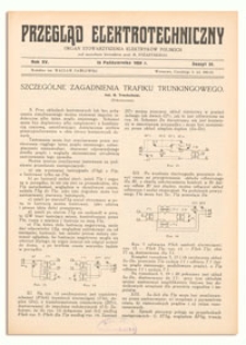 Przegląd Elektrotechniczny. Rok XV, 15 Października 1933, Zeszyt 20