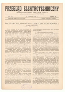 Przegląd Elektrotechniczny. Rok XV, 15 Listopada 1933, Zeszyt 22