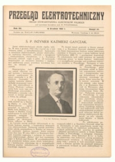 Przegląd Elektrotechniczny. Rok XV, 15 Grudnia 1933, Zeszyt 24