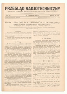 Przegląd Radjotechniczny. Rok XI, 15 Listopada 1933, Zeszyt 21-22
