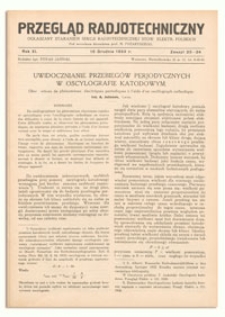 Przegląd Radjotechniczny. Rok XI, 15 Grudnia 1933, Zeszyt 23-24