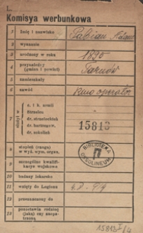 [Legiony Polskie. Komisja werbunkowa. Kartoteka superarbitrowych i zwolnionych legionist&oacute;w z lat 1914-1918 sporządzona przez Centralny Urząd Ewidencyjny Legion&oacute;w Polskich przy Departamencie Wojskowym Naczelnego Komitetu Narodowego i Centralny Urząd Ewidencyjny Polskiego Korpusu Posiłkowego. Pudło 4: Lit. P-St]