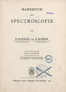 Handbuch der Spectroscopie. 8. Bd., 1 Lfg.