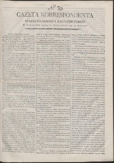 Gazeta Korrespondenta Warszawskiego i Zagranicznego. R. 1799 Nr 39