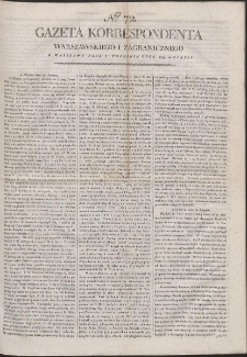 Gazeta Korrespondenta Warszawskiego i Zagranicznego. R. 1799 Nr 72
