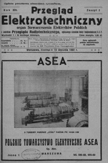 Przegląd Elektrotechniczny. Rok XIV, 15 Stycznia 1932, Zeszyt 2