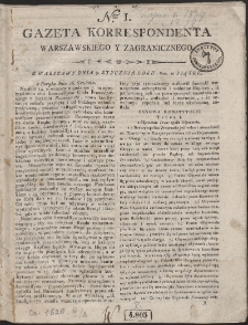 Gazeta Korrespondenta Warszawskiego i Zagranicznego. R. 1800 Nr 1