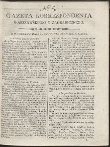 Gazeta Korrespondenta Warszawskiego i Zagranicznego. R. 1800 Nr 5